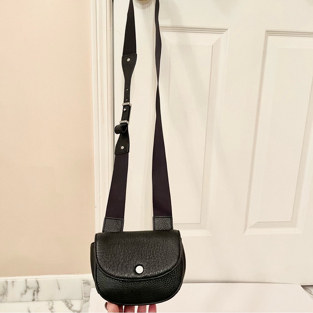 Isaac Mizrahi IMNYC Black Pebbled Leather Mini Crossbody Bag